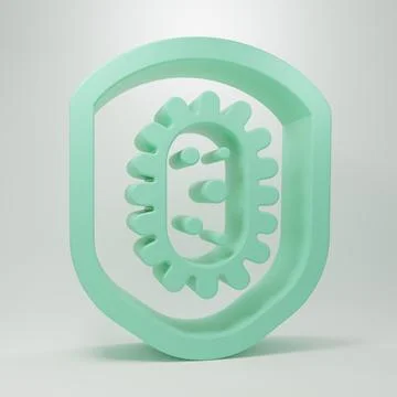 Green Shield protecting from virus, germs and bacteria icon isolated on gre.. Stock Illustration