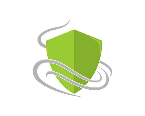 Green shield with smoke surround Stock Illustration