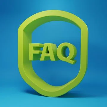 Green Shield with text FAQ information icon isolated on blue background. Gu.. Stock Illustration