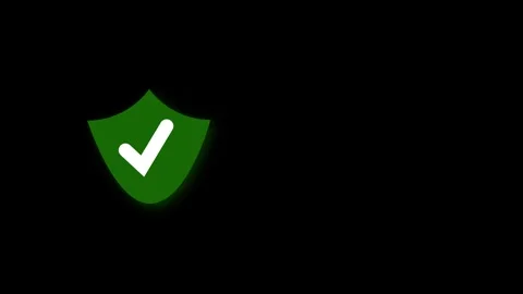 Green Shield with White Check Mark Icon on Black Background tick. Green shi.. Stock Footage 321585826