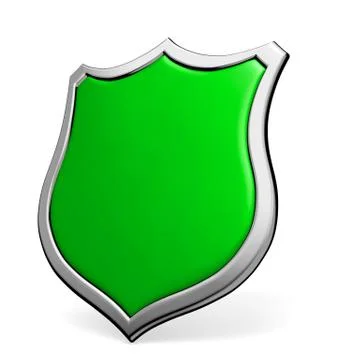 Green shield on white Illustrazione stock