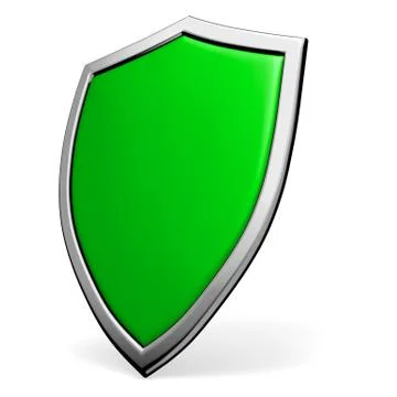 Green shield on white Stock Illustration
