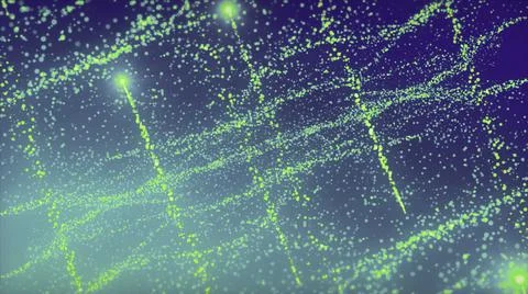 Green shiny comets flying with beautiful tails. Motion. Flying tiny blurred Illustrazione stock