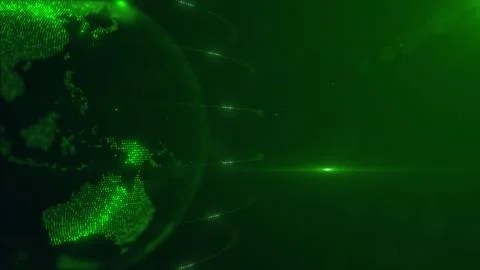 Green Shiny Left Position Of Dotted Globe Earth World Map Featuring Australia Stock Illustration
