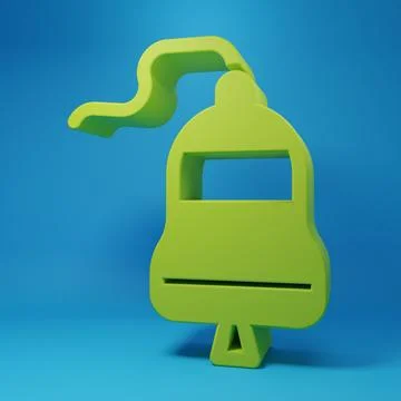Green Ship bell icon isolated on blue background. Minimalism concept. 3D re.. Stock Illustration