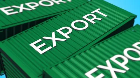 Green Shipping Containers EXPORT Global Trade Concept イラスト素材
