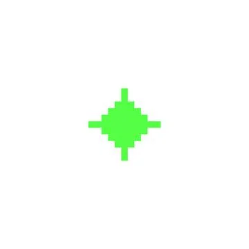 Green shooting cross shape pixel art, target and aim Y2K vector icon, bullseye Stock Illustration