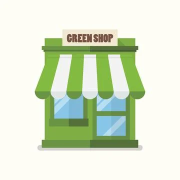 Green shop store flat icon Stock Illustration