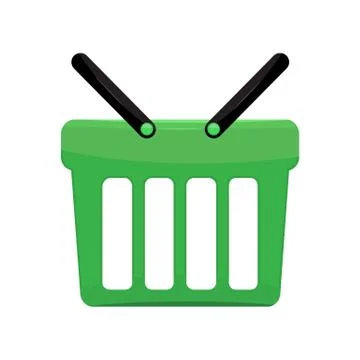 Green shopping basket solid and flat color design. イラスト素材