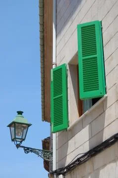 Green shutters Stock Photos