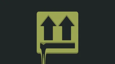 Green This side up icon isolated on black background. Two arrows indicating top Stock Footage 235423395