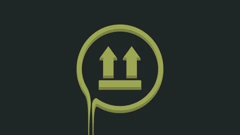 Green This side up icon isolated on black background. Two arrows indicating top Stock Footage 235446528