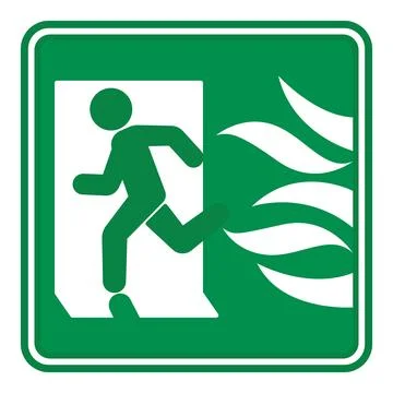Green Sign Fire Exit. Vector Icon. Fire Emergency Evacuation Symbol. Man Ru.. Stock Illustration