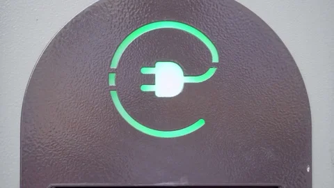 Green sign of power socket for electric cars. Concept of eco friendly resources Stock Footage 82403227