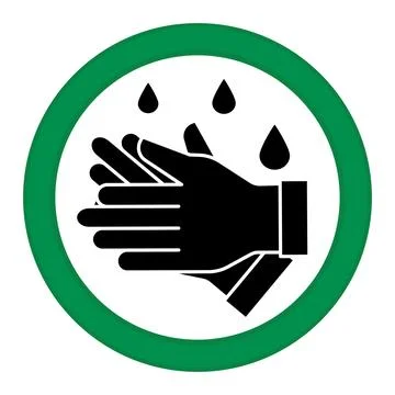Green Sign Wash Hands. Vector Icon. Safety Measures, Infectious Disease Pre.. Stock Illustration