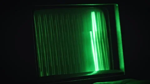 Green Signal Wave: Dynamic Patterns on Retro CRT Monitor Stock Footage 304001658
