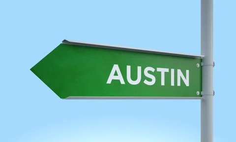 Green signpost austin Stock Illustration