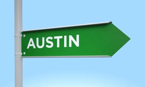 Green signpost austin Stock Illustration