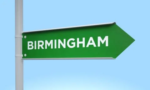 Green signpost birmingham Stock Illustration