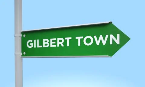 Green signpost gilbert town Stock Illustration