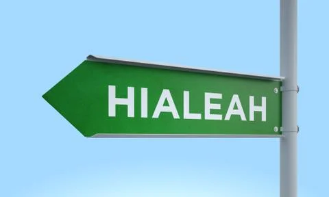 Green signpost hialeah Stock Illustration