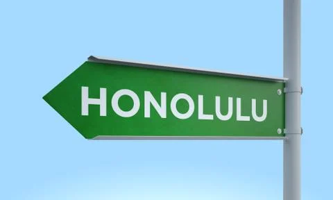 Green signpost honolulu 스톡 일러스트