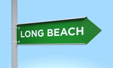 Green signpost long beach Stock Illustration