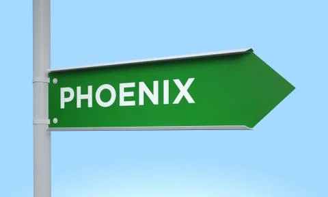 Green signpost phoenix Stock Illustration
