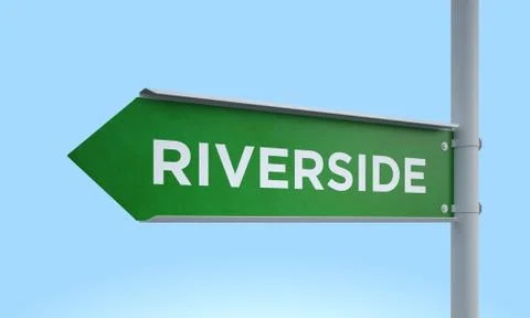 Green signpost riverside Stock Illustration