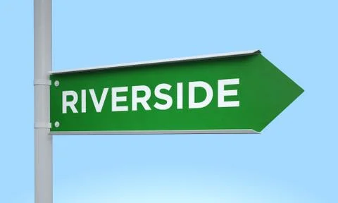 Green signpost riverside 스톡 일러스트