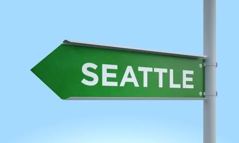 Green signpost seattle Stock Illustration