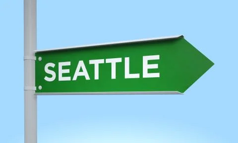 Green signpost seattle Stock Illustration