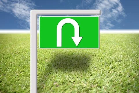 Green signs with arrows u-turn. Stock Illustration