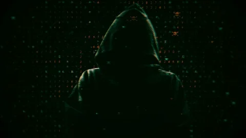 Green silhouette of a hacker Stock Footage 107823782