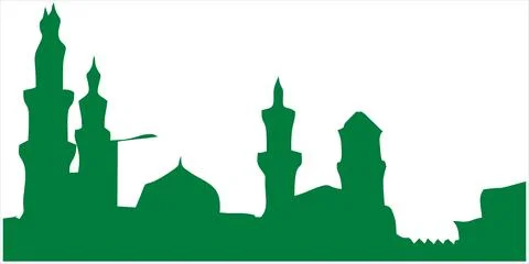 Green silhouette of a mosque. Stock Illustration