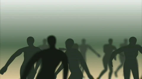 Green silhouettes dancing HD Video stock 87502