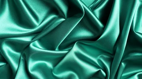 Green silk fabric texture background, close-up. Luxurious satin fabric textur Stock Footage 295020774