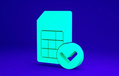 Green Sim card icon isolated on blue background. Mobile cellular phone sim ca Stock Illustration