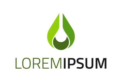 Green Simple Elegant Abstract Water Drop Circle Logo Design	 Stock Illustration