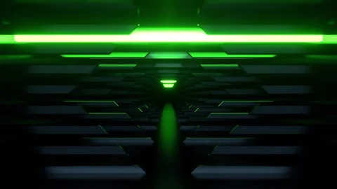 Green Simple Sci-Fi Corridor Background VJ Loop l 4K Stock Footage 304060024