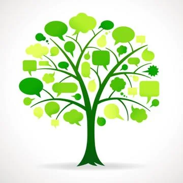 Green Single-Speech Bubble Tree Stock Illustration