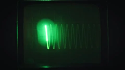 Green Sinusoidal Waves on an Oscilloscope Stock Footage 303710500