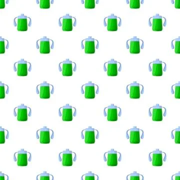Green sippy cups pattern for child feeding Illustration