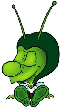 Green Sitting Bug Stock Illustration
