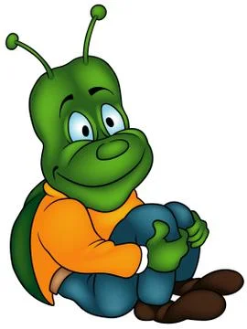 Green Sitting Bug Stock Illustration