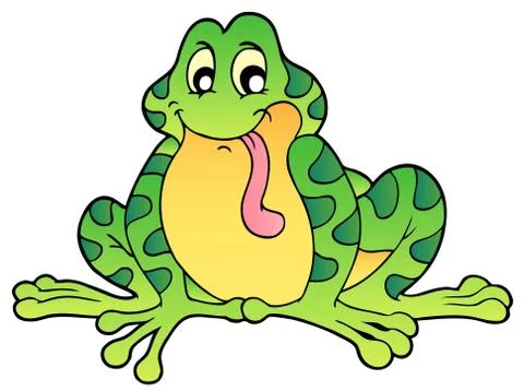 Green sitting frog Stock Illustration