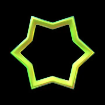 Green six-pointed star frame realistic 3D vector, space galaxy emoji, abstract Stock Illustration