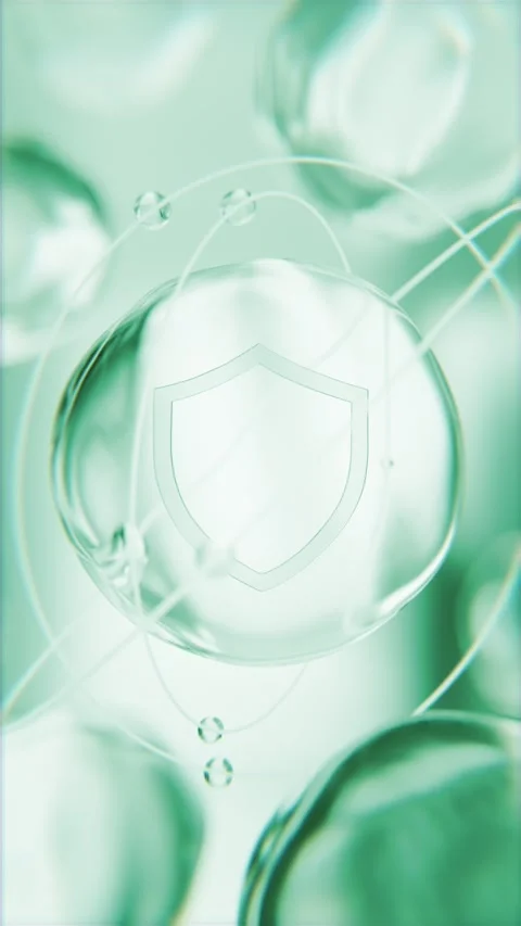 Green skin protection shield bubble. Anti-pollution cosmetics barrier 3D Stockbeeldmateriaal 339315895