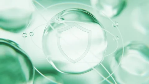 Green skin protection shield bubble. Anti-pollution cosmetics barrier 3D Stock Footage 342909097