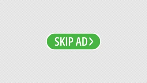 Green skip ad button icon with white text and arrow on alpha channel transp.. 스톡 동영상 336243823